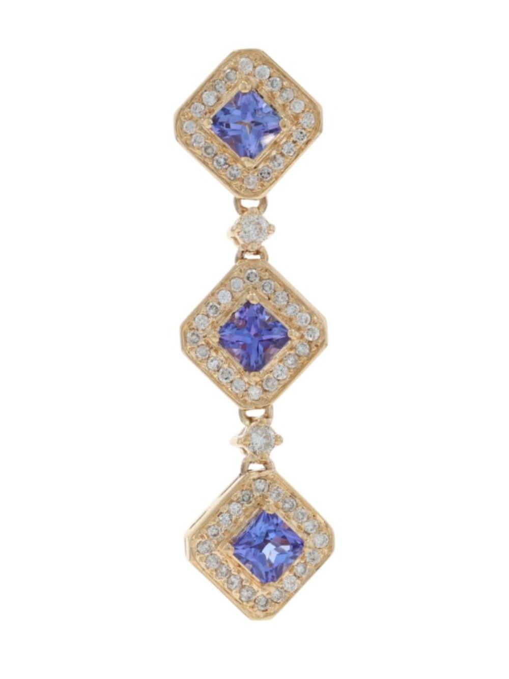 Yellow Gold Tanzanite Diamond Journey Halo Pendant - 14k Princess 3.00ctw